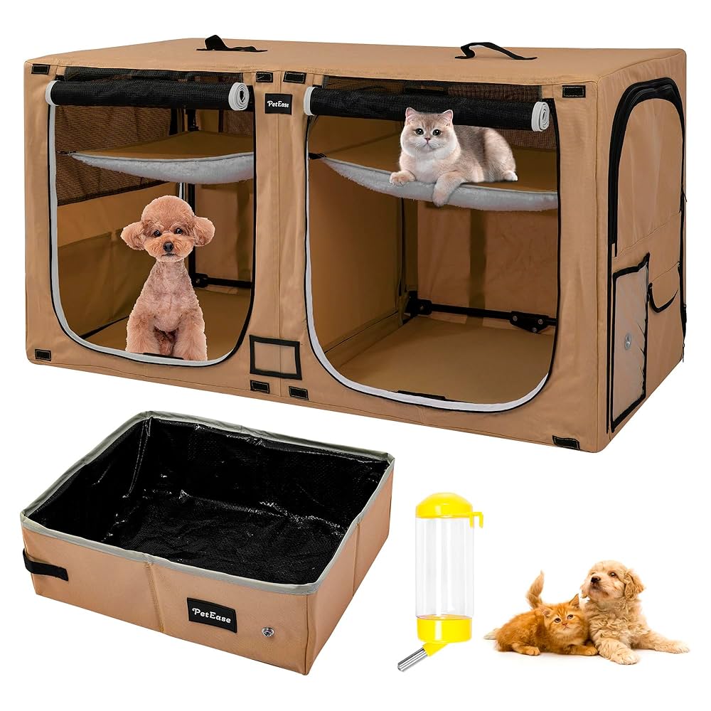 Amazon.com : PETEASE Portable Double Dog Crate,Twin